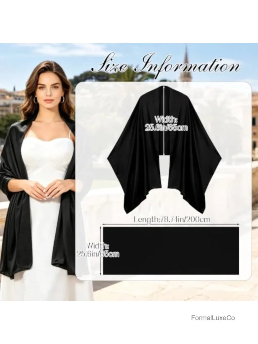 Satin Shawl Wrap Long Silky Scarf Evening Cover Up Formal